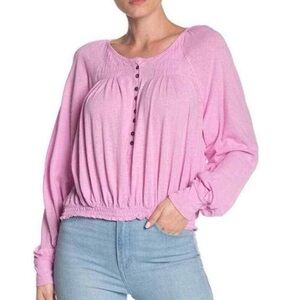 EUC Free People Orchid Prairie Henley Top Large
